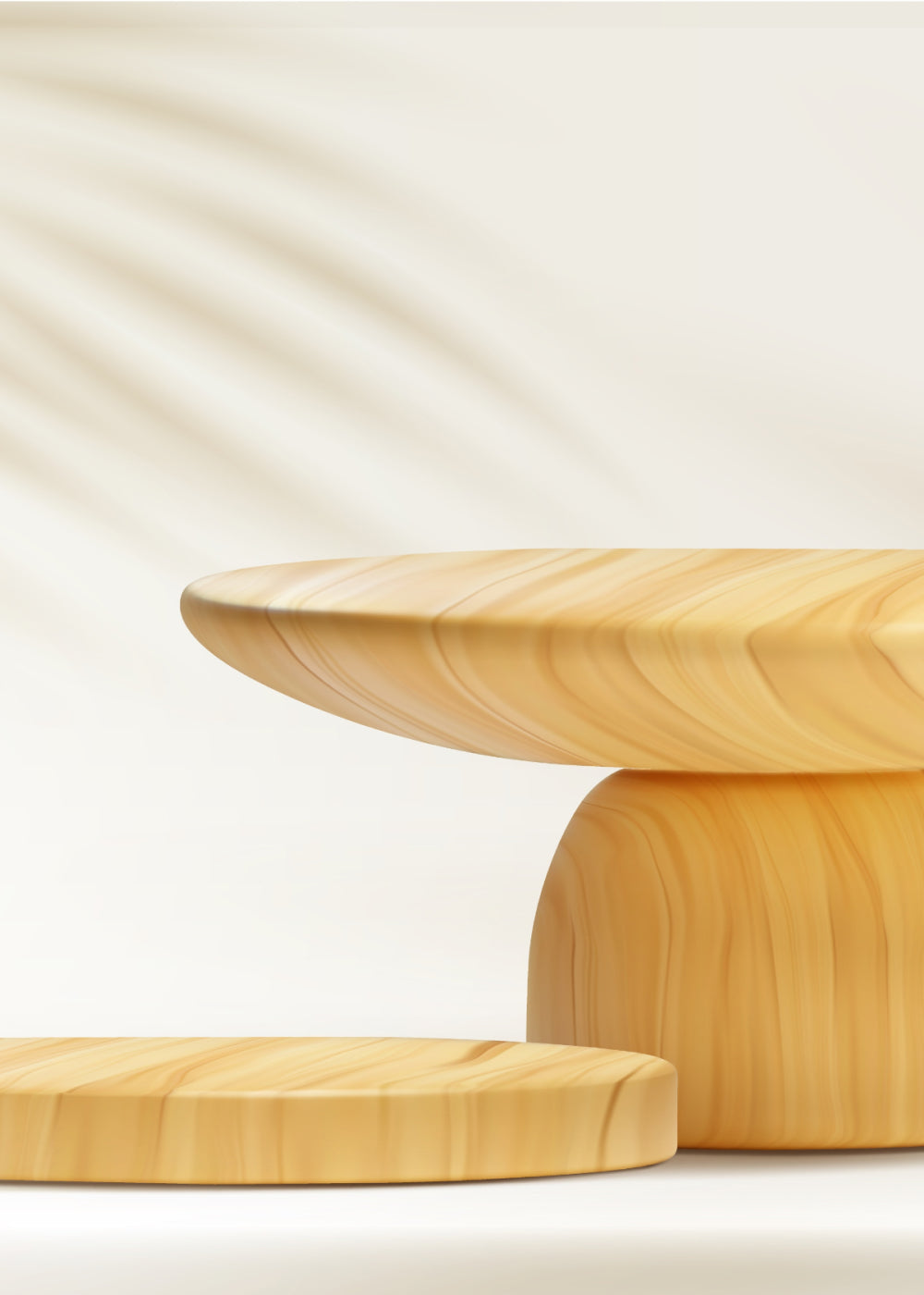 Wooden coffee table with a minimalist design on a light background